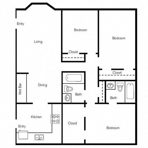 3 BED | 2 BATH 103B floor plan